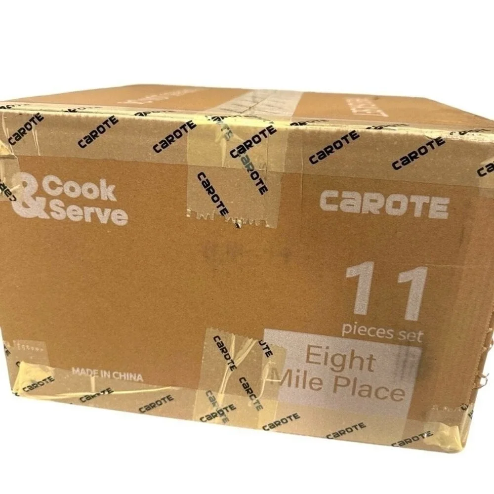 Carote‎ 11 Piece Blue Cookware Set Non Stick Pots Pans with Removable Handles